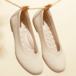 Vivaia Claire Round Flexible Comfort Old Money Knit Breathable Almond Flats 9